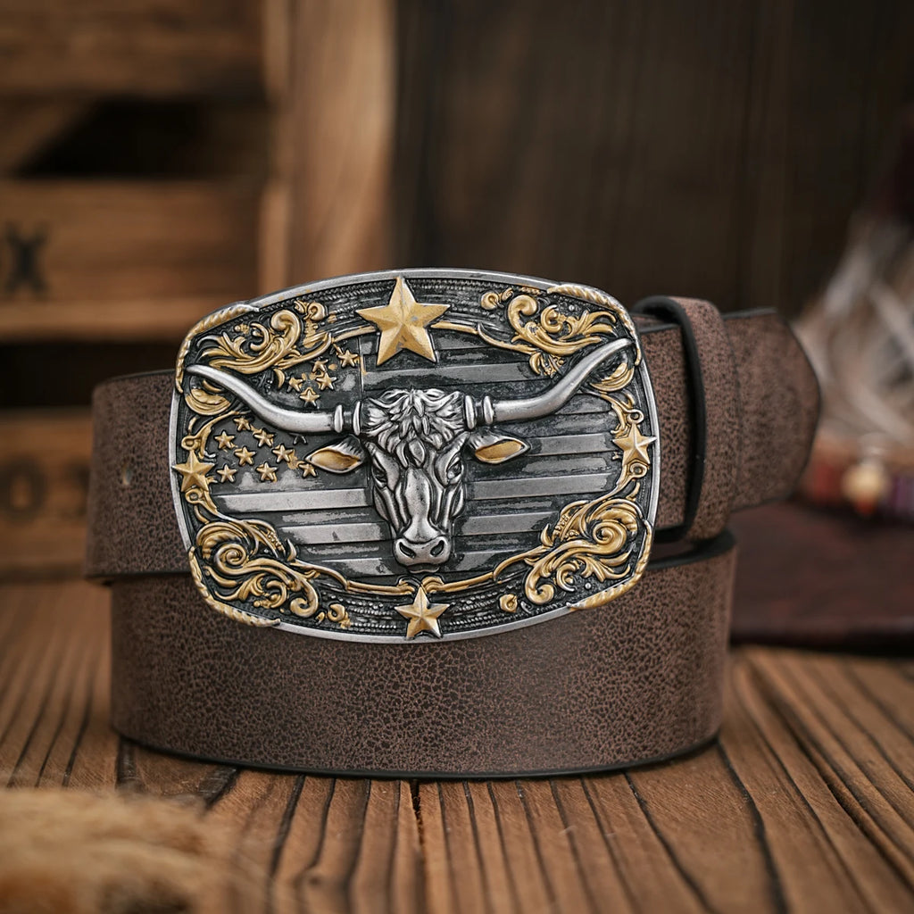 Men - Women - Western Denim - pu leather - Belt - Vintage jeans with