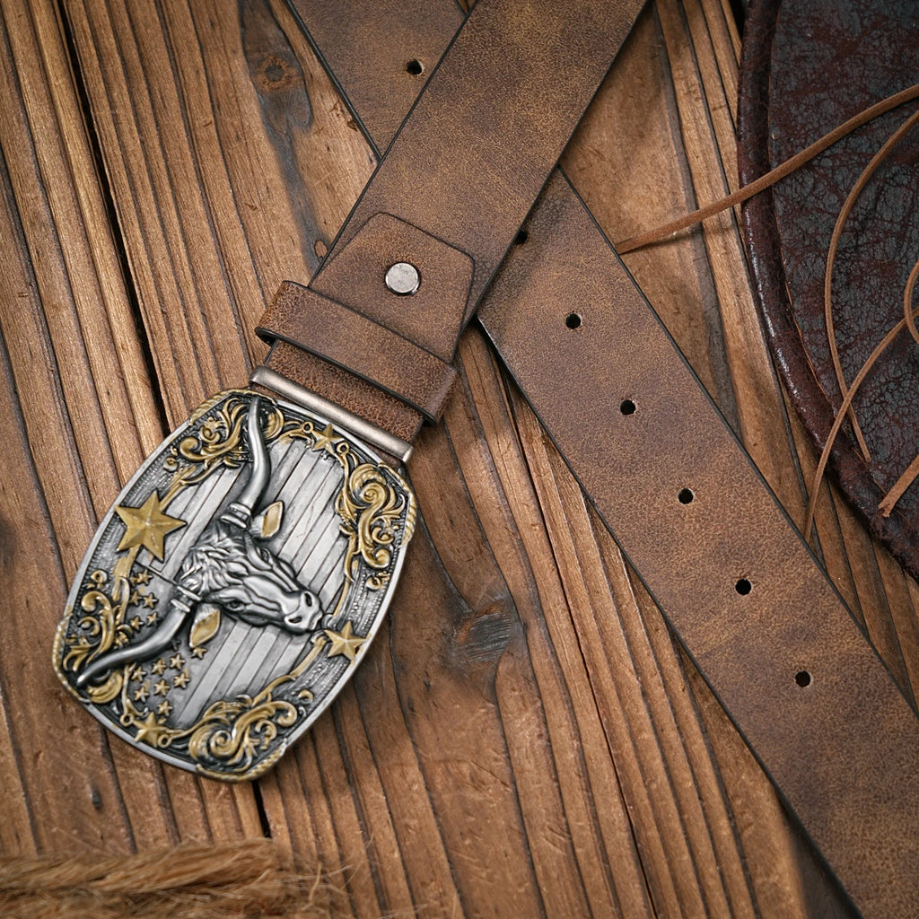 Men - Women - Western Denim - pu leather - Belt - Vintage jeans with
