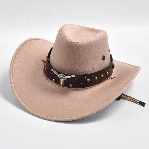 Artificial Suede Western Cowboy Hats Vintage Big-edge Gentleman