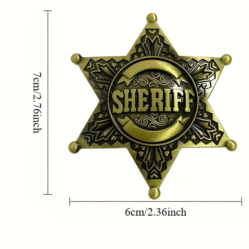 Vintage Western 1pc Metal Sheriff Badge|Premium Metallic Finish |