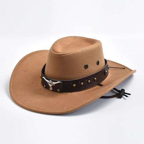 Artificial Suede Western Cowboy Hats Vintage Big-edge Gentleman