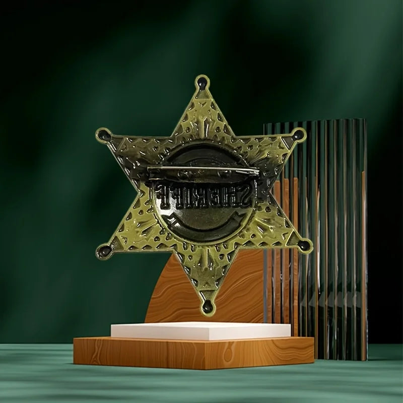 Vintage Western 1pc Metal Sheriff Badge|Premium Metallic Finish |