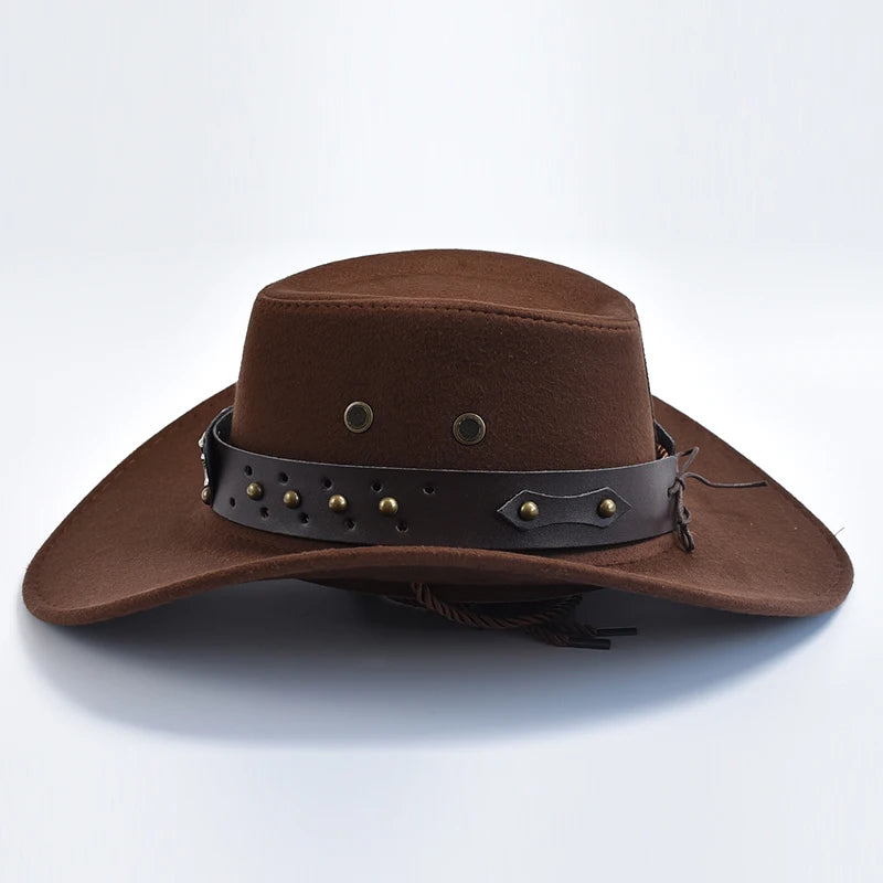 Artificial Suede Western Cowboy Hats Vintage Big-edge Gentleman