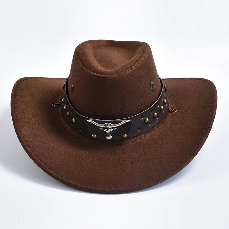 Artificial Suede Western Cowboy Hats Vintage Big-edge Gentleman