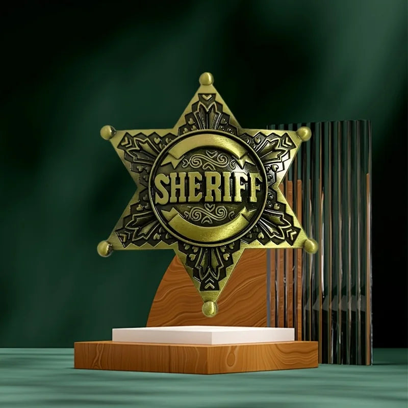 Vintage Western 1pc Metal Sheriff Badge|Premium Metallic Finish |