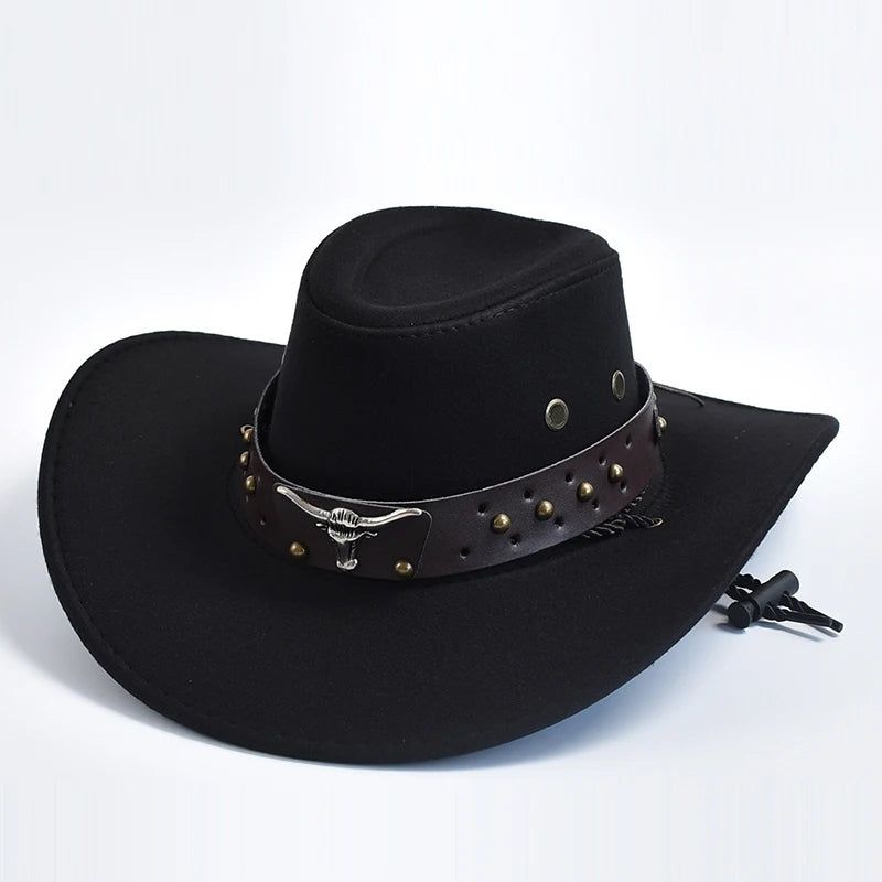 Artificial Suede Western Cowboy Hats Vintage Big-edge Gentleman