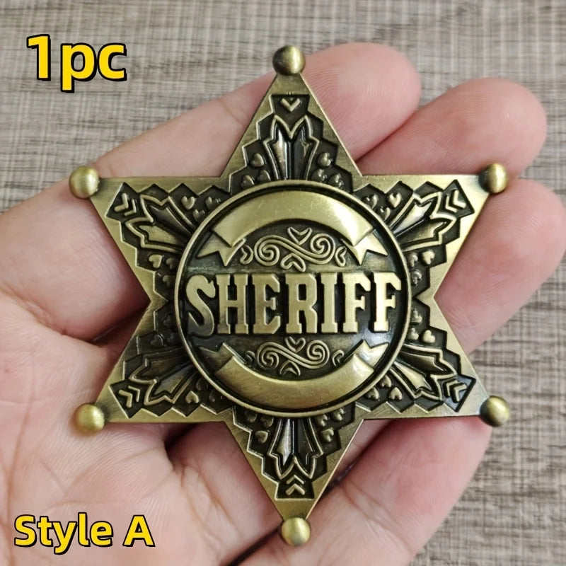 Vintage Western 1pc Metal Sheriff Badge|Premium Metallic Finish |