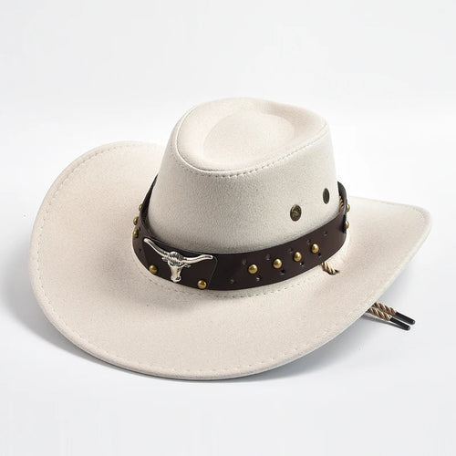 Artificial Suede Western Cowboy Hats Vintage Big-edge Gentleman