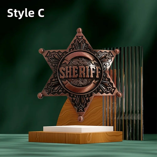 Vintage Western 1pc Metal Sheriff Badge|Premium Metallic Finish |