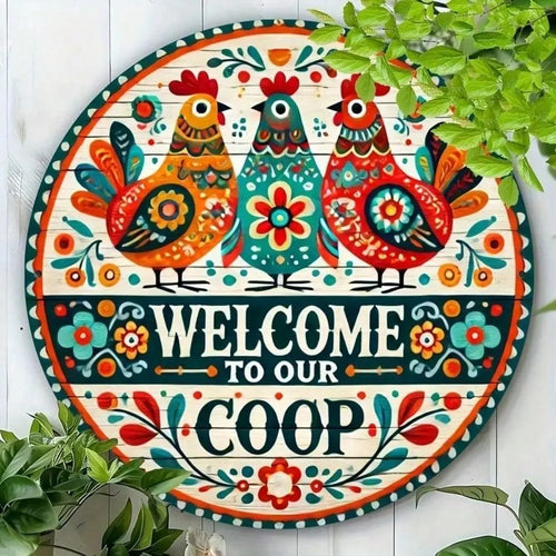 2D Flat Rustic Welcome Sign with Cowboy Hat Rope Design 8x8 Inch Wall