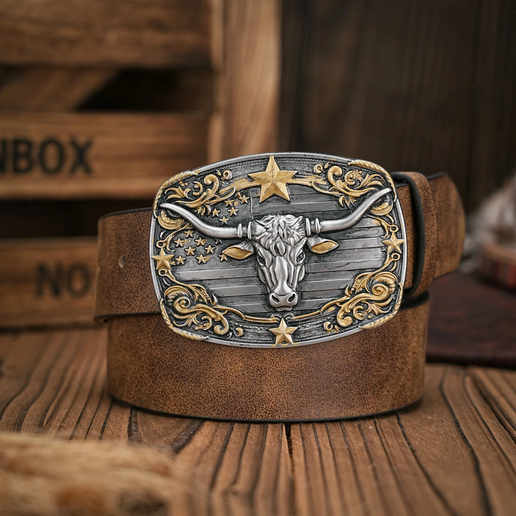 Men - Women - Western Denim - pu leather - Belt - Vintage jeans with