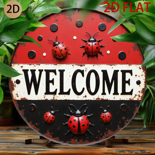 2D Flat Rustic Welcome Sign with Cowboy Hat Rope Design 8x8 Inch Wall