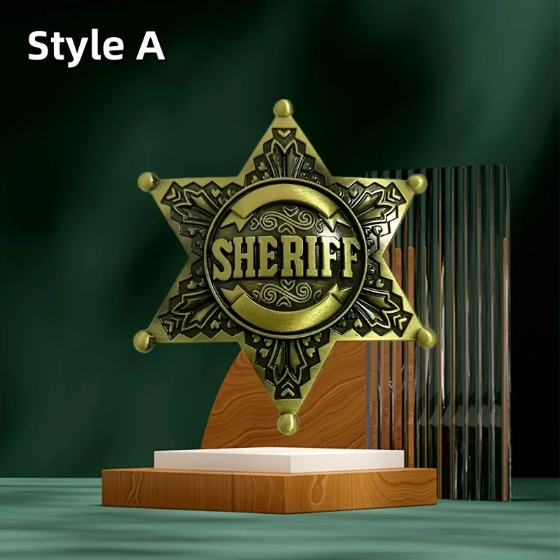 Vintage Western 1pc Metal Sheriff Badge|Premium Metallic Finish |