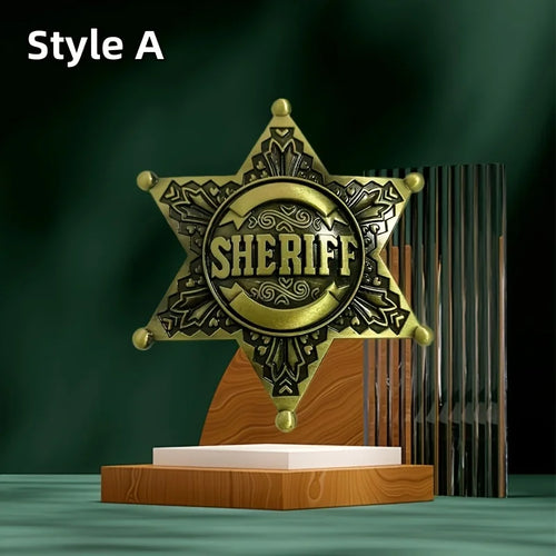 Vintage Western 1pc Metal Sheriff Badge|Premium Metallic Finish |