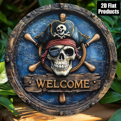 2D Flat Rustic Welcome Sign with Cowboy Hat Rope Design 8x8 Inch Wall