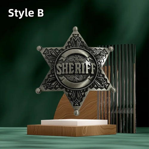 Vintage Western 1pc Metal Sheriff Badge|Premium Metallic Finish |