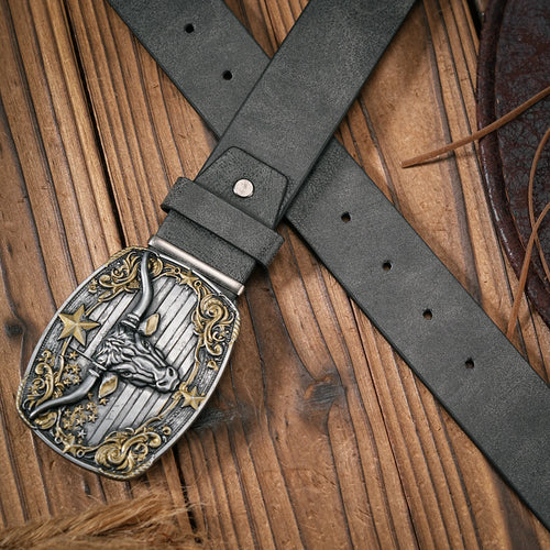 Men - Women - Western Denim - pu leather - Belt - Vintage jeans with