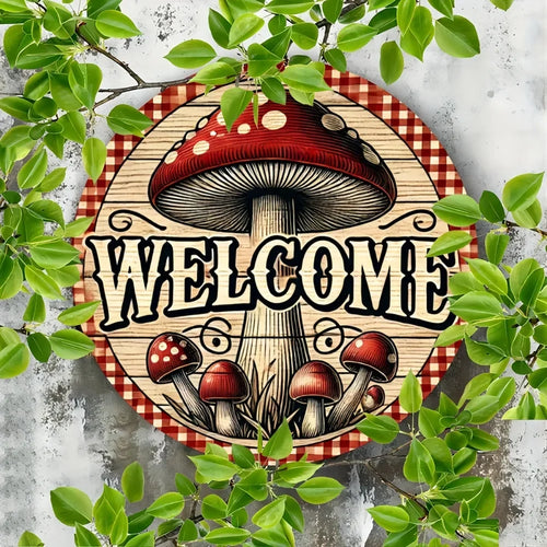 2D Flat Rustic Welcome Sign with Cowboy Hat Rope Design 8x8 Inch Wall