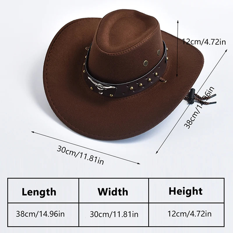 Artificial Suede Western Cowboy Hats Vintage Big-edge Gentleman