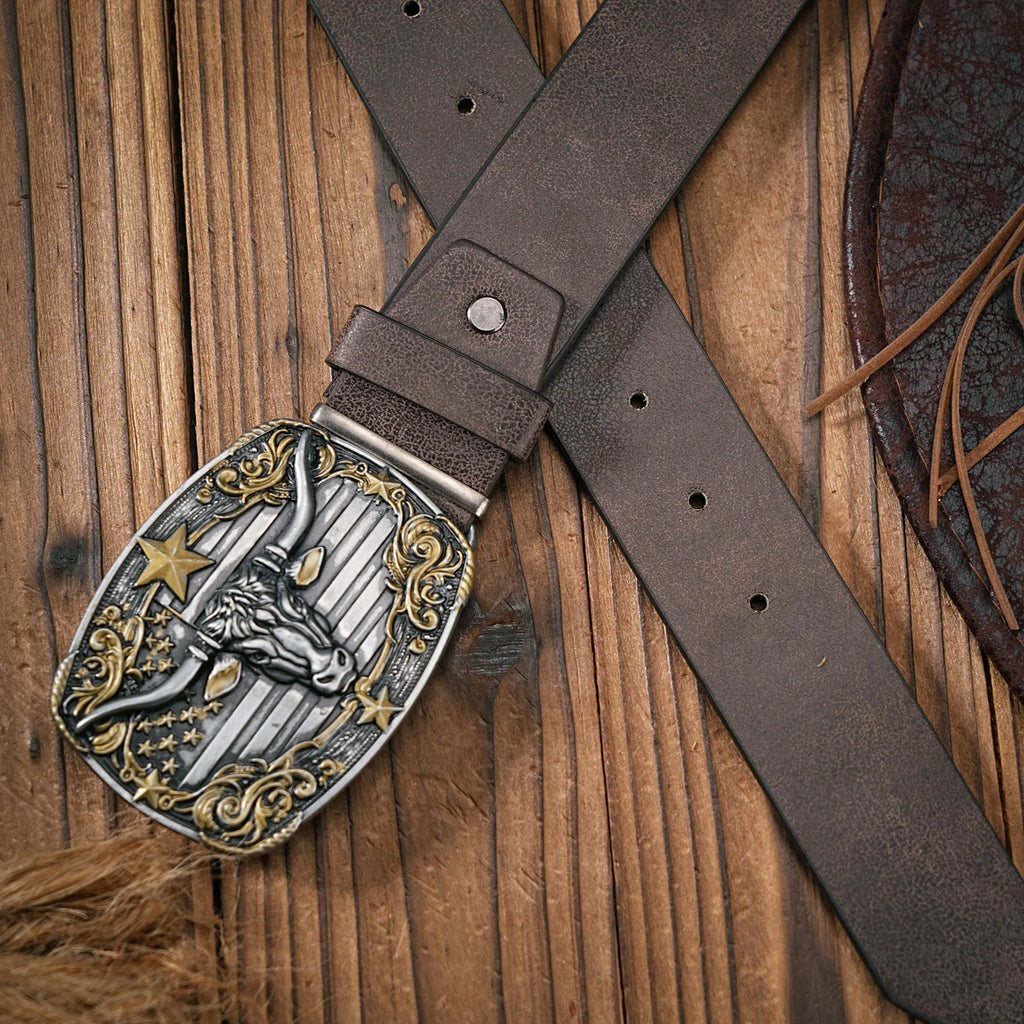 Men - Women - Western Denim - pu leather - Belt - Vintage jeans with